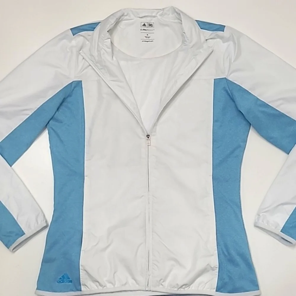 Adidas Climaproof Golf Jacket Full Zipper Windbreaker Water Resistant Crewneck